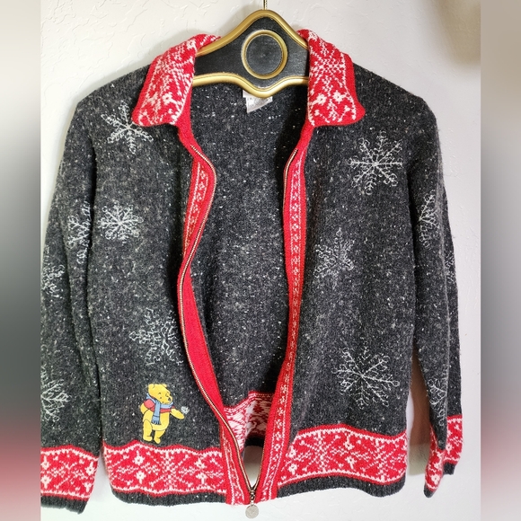 Vintage The Disney Store Winnie The Pooh Christmal Wool Sweater Size Small - Picture 7 of 11